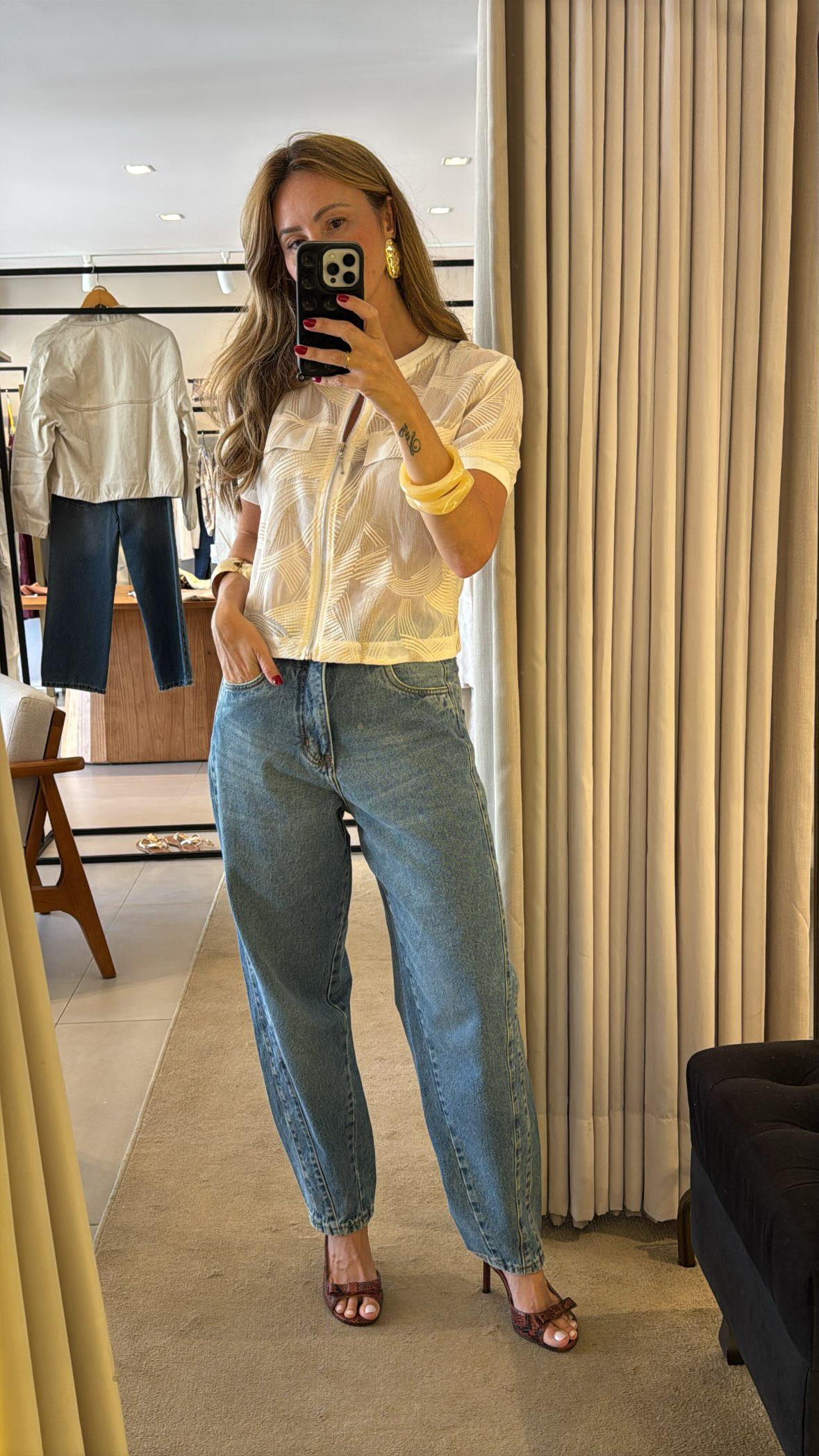 Blusa bordada ziper