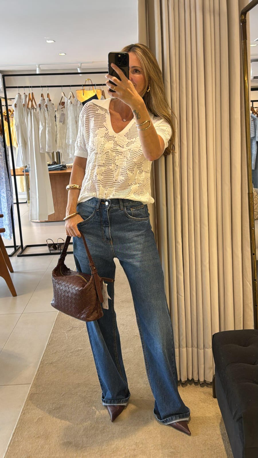 Blusa tricot gola polo