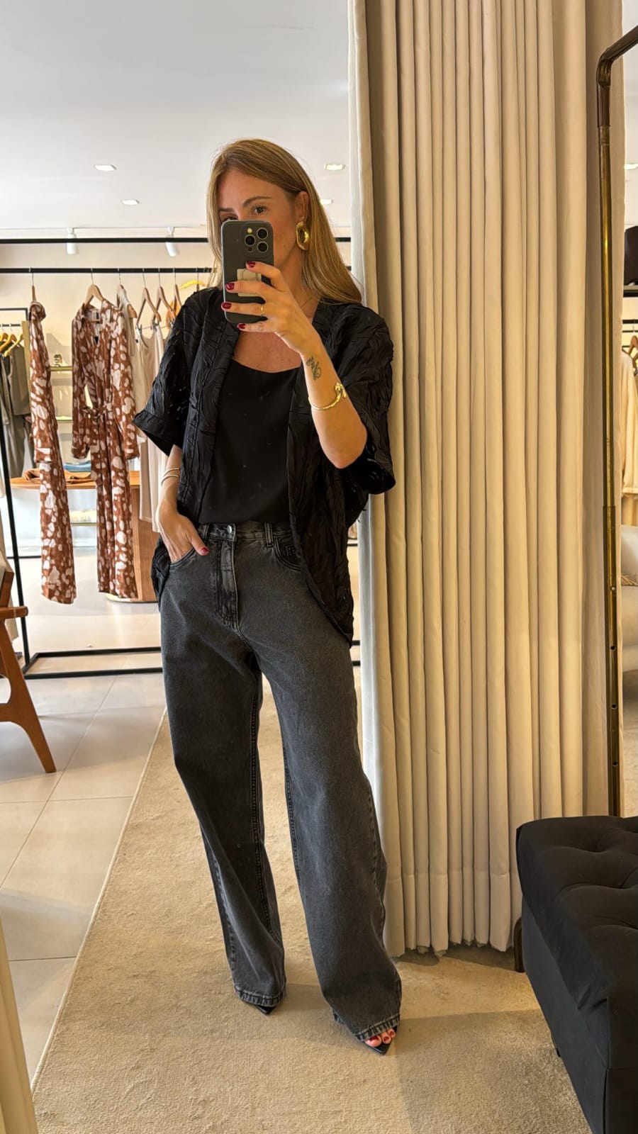 Calça jeans black reta