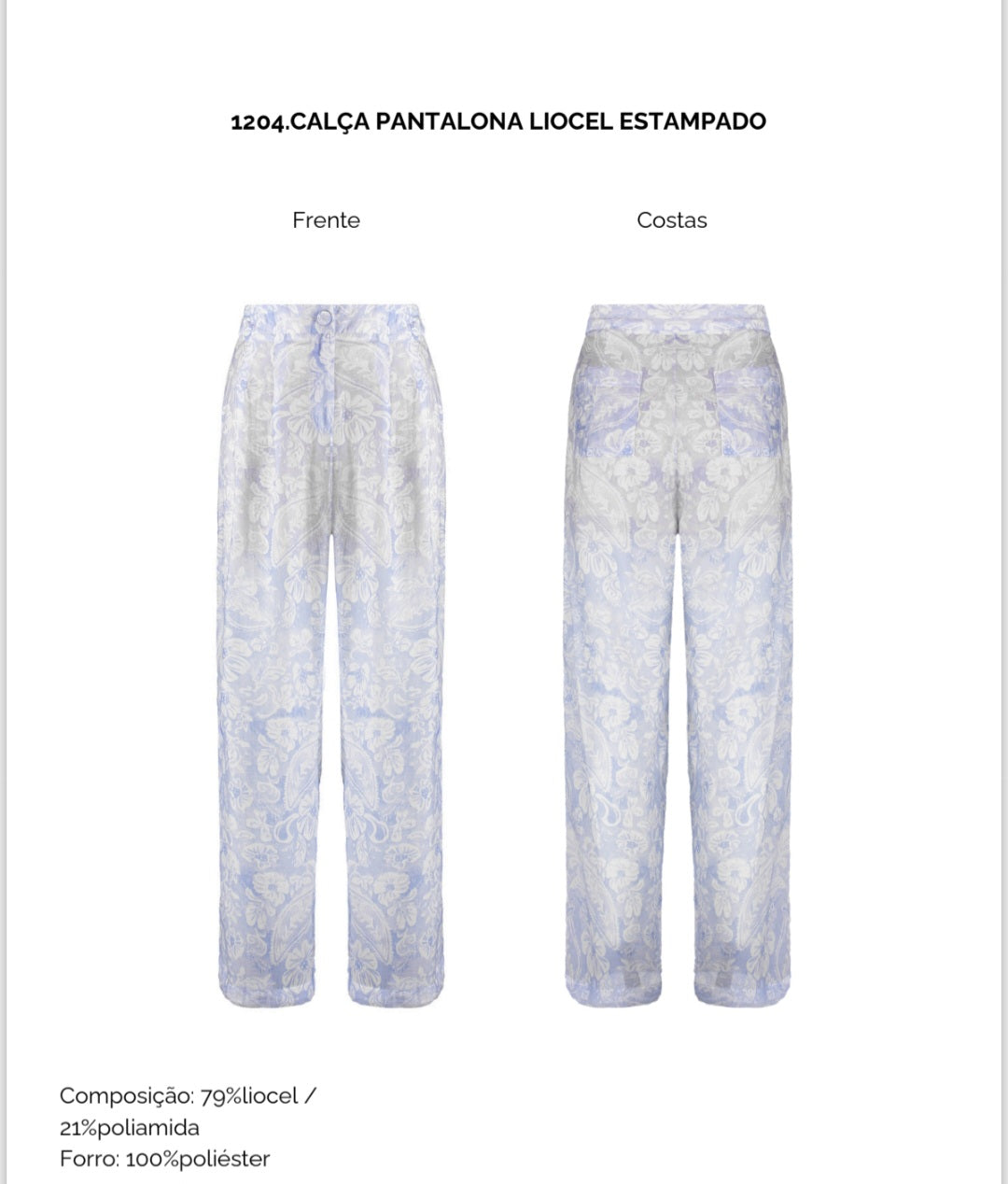 Calça pantalona liocel estampada