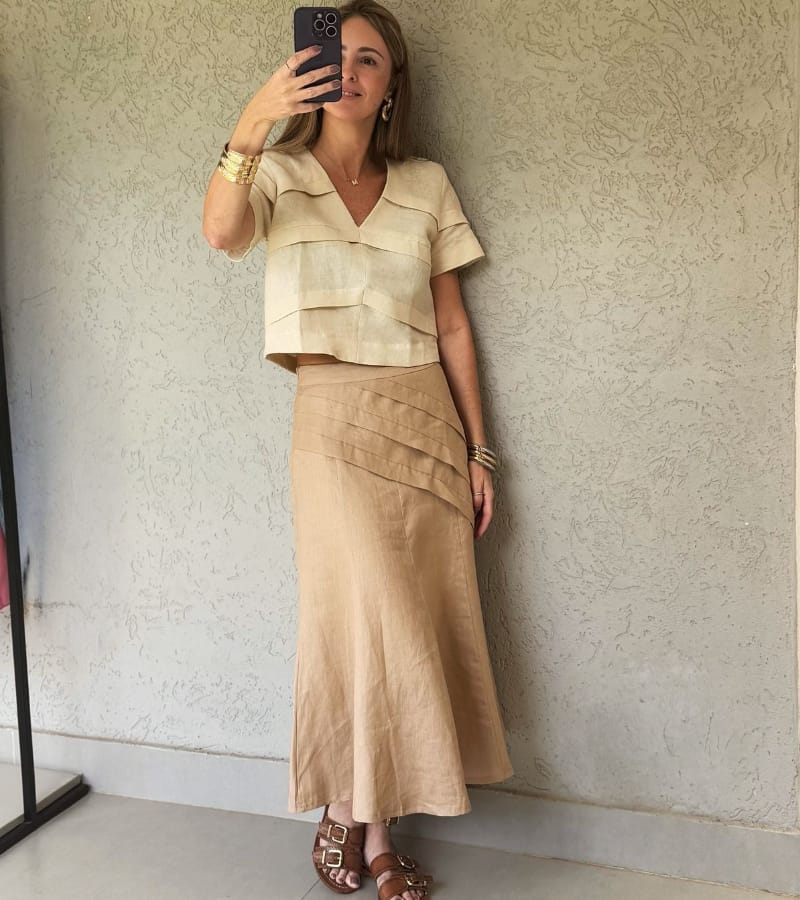 Blusa 100% linho pregas