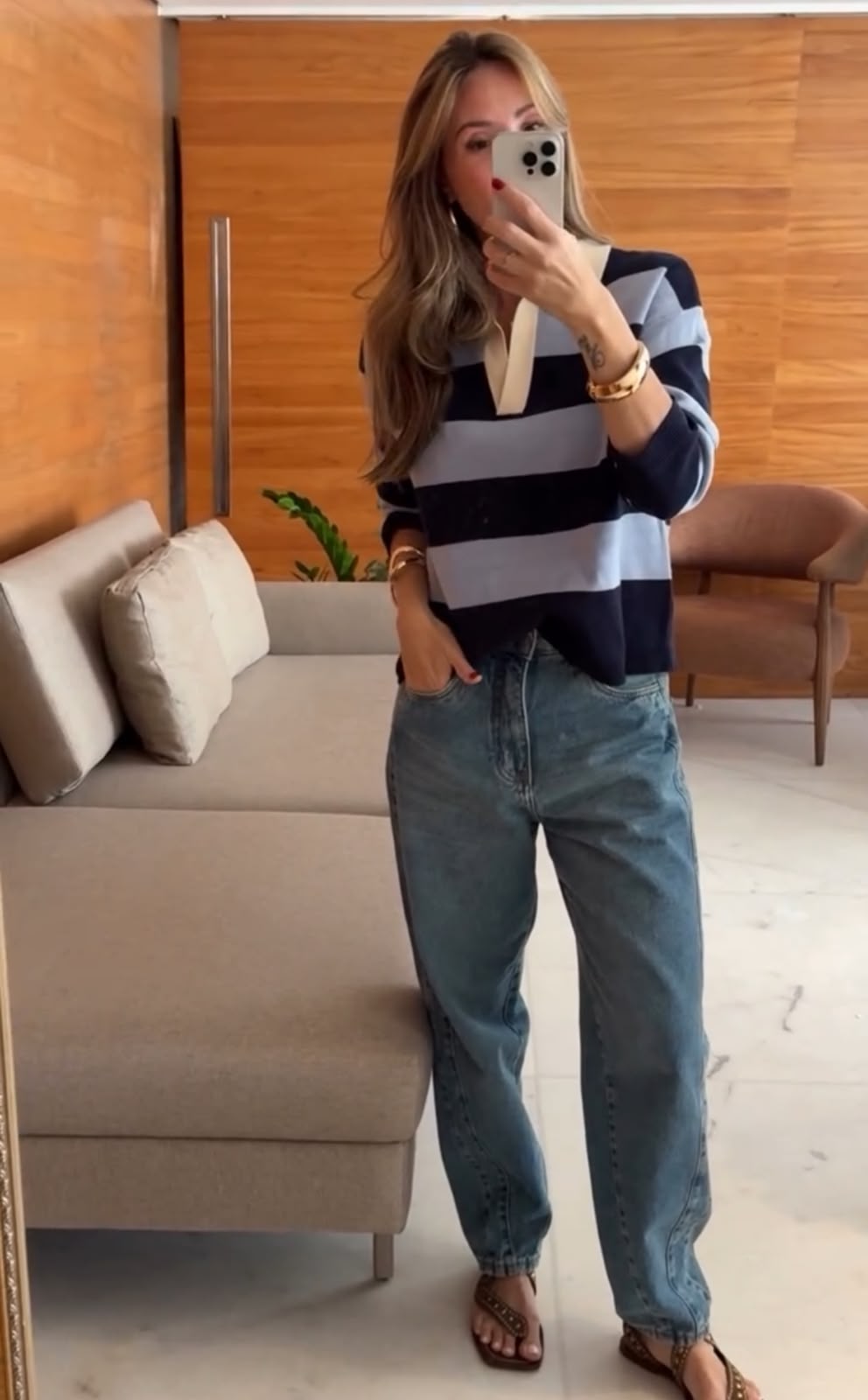 Blusa em tricot listras