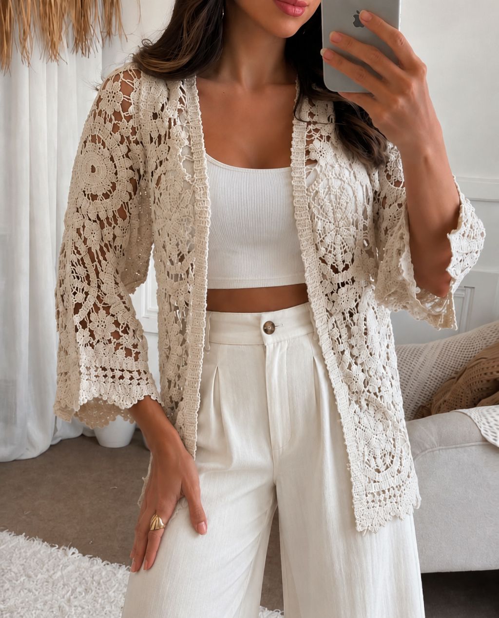 Cardigan kimono Nati alongado