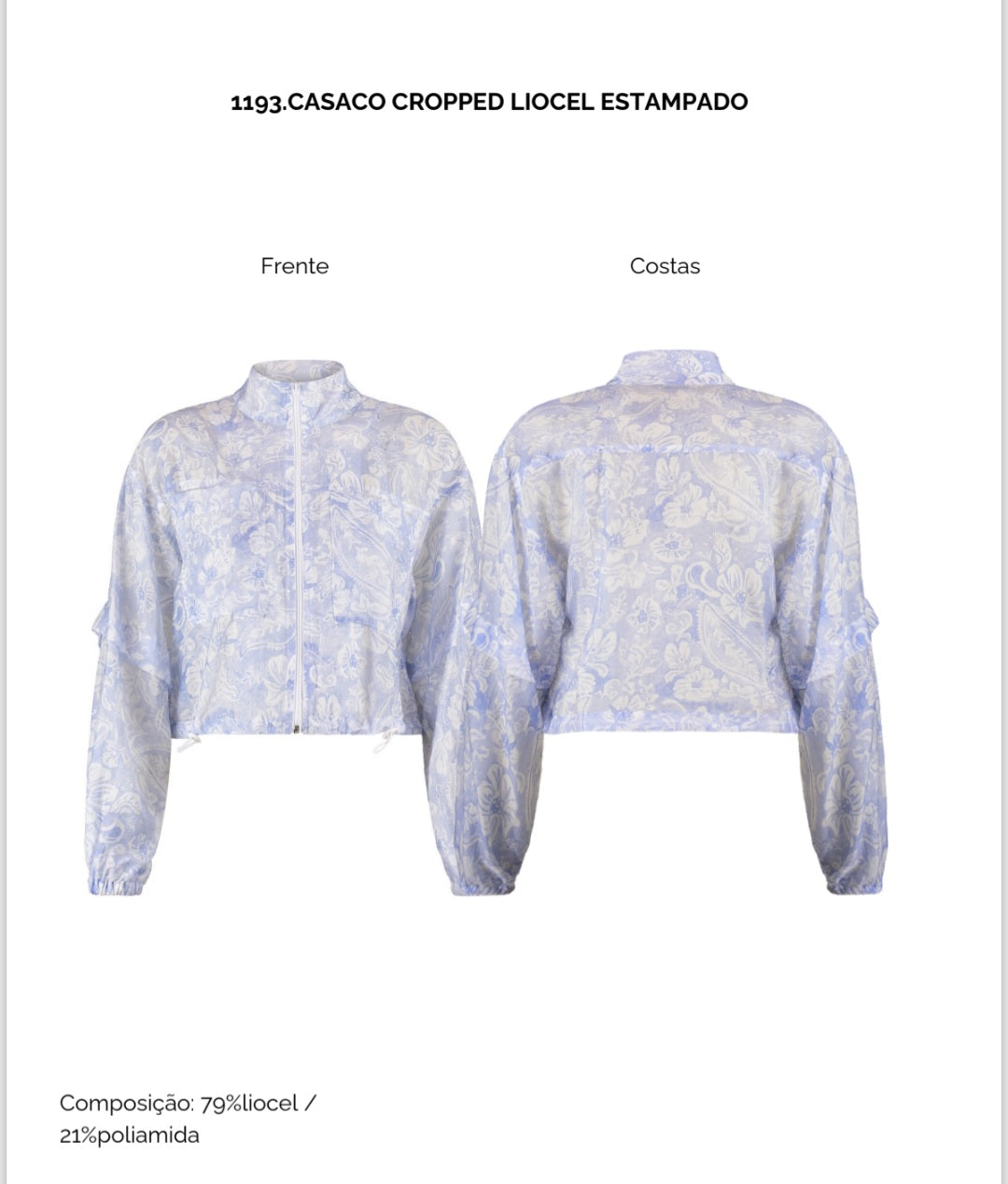 Casaco cropped liocel ziper