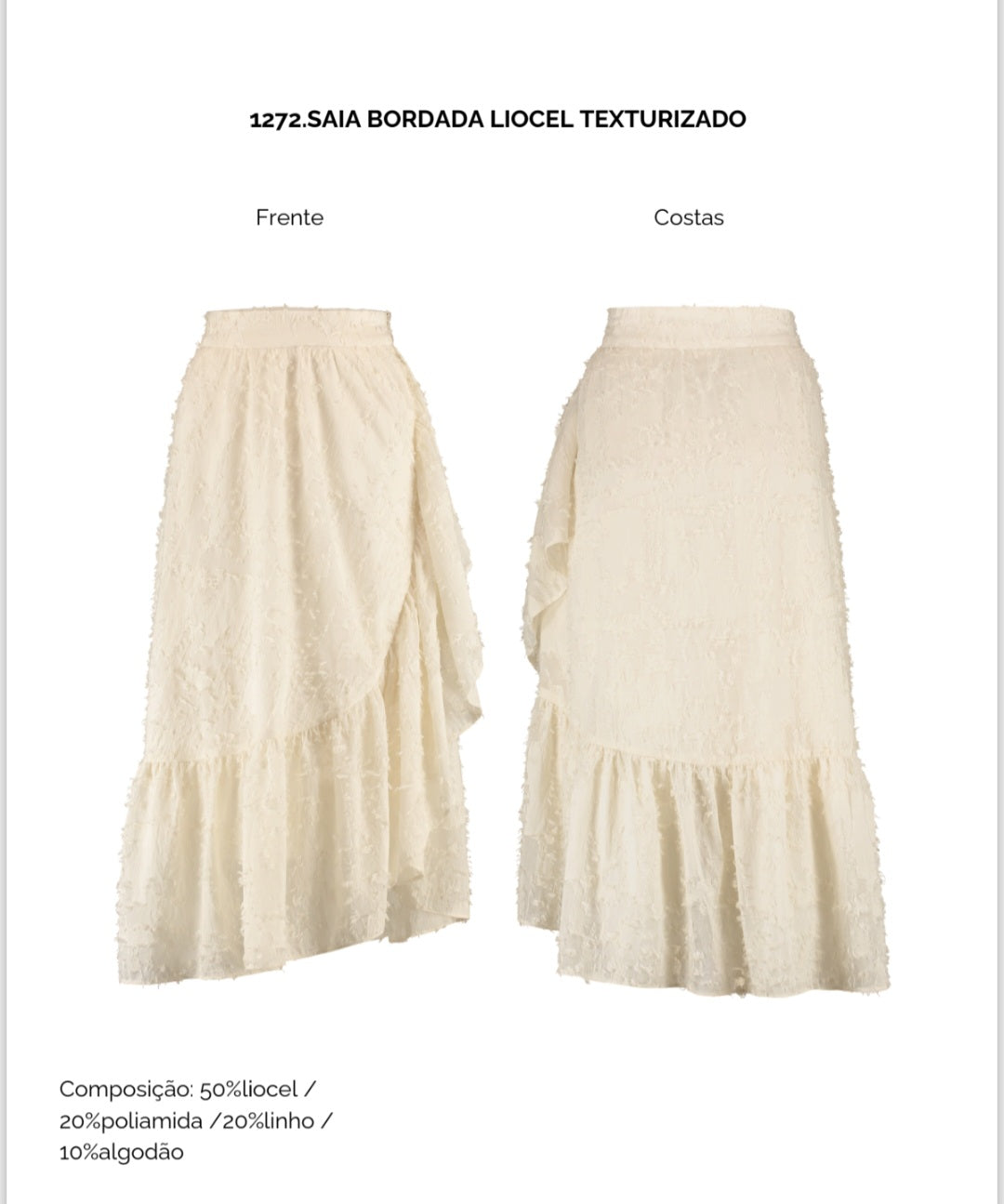 Saia com babado liocel textura